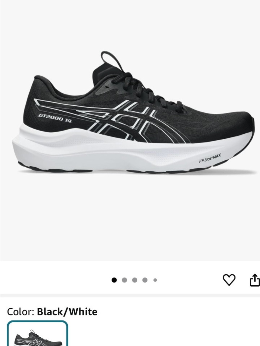Asics GT-2000 Men’s size 13 wide Running Shoe - Black & White New in box